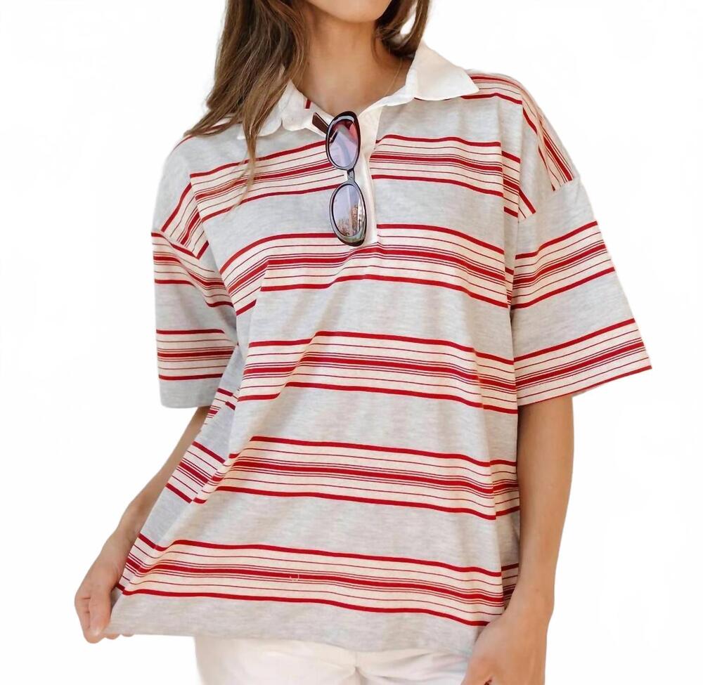 NEW NIA ronda stripe top in heather grey